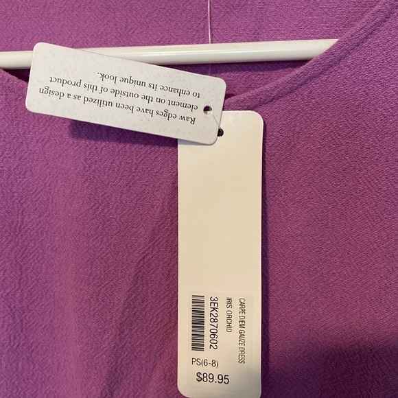 Soft Surroundings pocket Carpe Diem gauze Iris Orchid Gauze 3/4 Slv Shift Dress - Picture 5 of 15